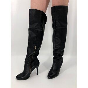 Steve Madden "Endear" Black Leather Over the Knee Boots U.S. Size 7.5M
